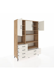 Hyperion Dolap 9 Raflı 6 Çekmeceli 3 Kapaklı 132x44x195 Çam-Aytaşı/Aytaşı