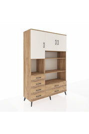Hyperion Dolap 9 Raflı 6 Çekmeceli 3 Kapaklı 132x44x195 Çam-Aytaşı/Çam
