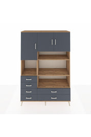 Hyperion Dolap 9 Raflı 6 Çekmeceli 3 Kapaklı 132x44x195 Çam-Antrasit/Antrasit