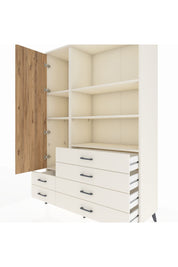 Hyperion Dolap 7 Raflı 6 Çekmeceli Tek Kapaklı  132x44x195 Aytaşı-Çam/Aytaşı