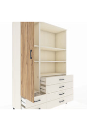 Hyperion Dolap 7 Raflı 6 Çekmeceli Tek Kapaklı  132x44x195 Aytaşı-Çam/Aytaşı