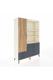 Hyperion Dolap 7 Raflı 6 Çekmeceli Tek Kapaklı  132x44x195 Aytaşı-Çam/Antrasit