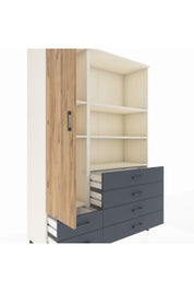 Hyperion Dolap 7 Raflı 6 Çekmeceli Tek Kapaklı  132x44x195 Aytaşı-Çam/Antrasit