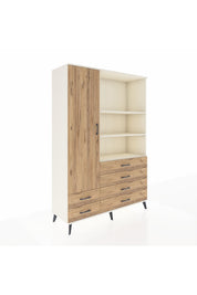 Hyperion Dolap 7 Raflı 6 Çekmeceli Tek Kapaklı  132x44x195 Aytaşı-Çam/Çam