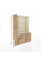 Hyperion Dolap 7 Raflı 6 Çekmeceli Tek Kapaklı  132x44x195 Aytaşı-Çam/Çam