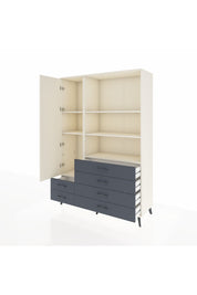 Hyperion Dolap 7 Raflı 6 Çekmeceli Tek Kapaklı  132x44x195 Aytaşı-Aytaşı/Antrasit