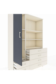 Hyperion Dolap 7 Raflı 6 Çekmeceli Tek Kapaklı  132x44x195 Aytaşı-Antrasit/Aytaşı