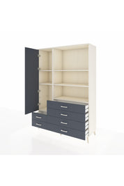Hyperion Dolap 7 Raflı 6 Çekmeceli Tek Kapaklı  132x44x195 Aytaşı-Antrasit/Antrasit