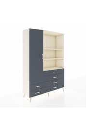 Hyperion Dolap 7 Raflı 6 Çekmeceli Tek Kapaklı  132x44x195 Aytaşı-Antrasit/Antrasit