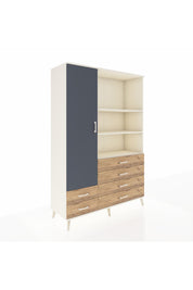 Hyperion Dolap 7 Raflı 6 Çekmeceli Tek Kapaklı  132x44x195 Aytaşı-Antrasit/Çam