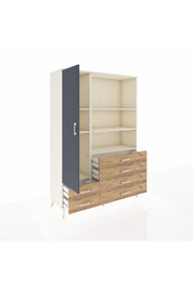 Hyperion Dolap 7 Raflı 6 Çekmeceli Tek Kapaklı  132x44x195 Aytaşı-Antrasit/Çam