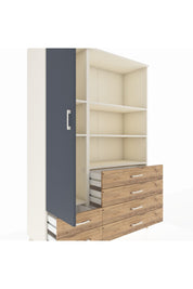 Hyperion Dolap 7 Raflı 6 Çekmeceli Tek Kapaklı  132x44x195 Aytaşı-Antrasit/Çam