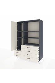 Hyperion Dolap 7 Raflı 6 Çekmeceli Tek Kapaklı  132x44x195 Antrasit-Aytaşı/Aytaşı