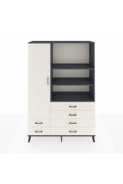 Hyperion Dolap 7 Raflı 6 Çekmeceli Tek Kapaklı  132x44x195 Antrasit-Aytaşı/Aytaşı