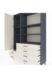 Hyperion Dolap 7 Raflı 6 Çekmeceli Tek Kapaklı  132x44x195 Antrasit-Aytaşı/Aytaşı