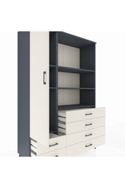 Hyperion Dolap 7 Raflı 6 Çekmeceli Tek Kapaklı  132x44x195 Antrasit-Aytaşı/Aytaşı