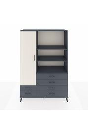 Hyperion Dolap 7 Raflı 6 Çekmeceli Tek Kapaklı  132x44x195 Antrasit-Aytaşı/Antrasit