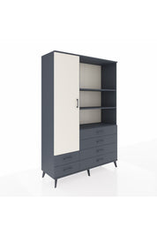 Hyperion Dolap 7 Raflı 6 Çekmeceli Tek Kapaklı  132x44x195 Antrasit-Aytaşı/Antrasit