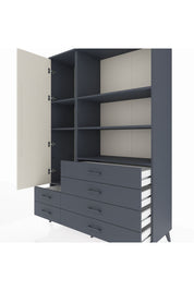 Hyperion Dolap 7 Raflı 6 Çekmeceli Tek Kapaklı  132x44x195 Antrasit-Aytaşı/Antrasit