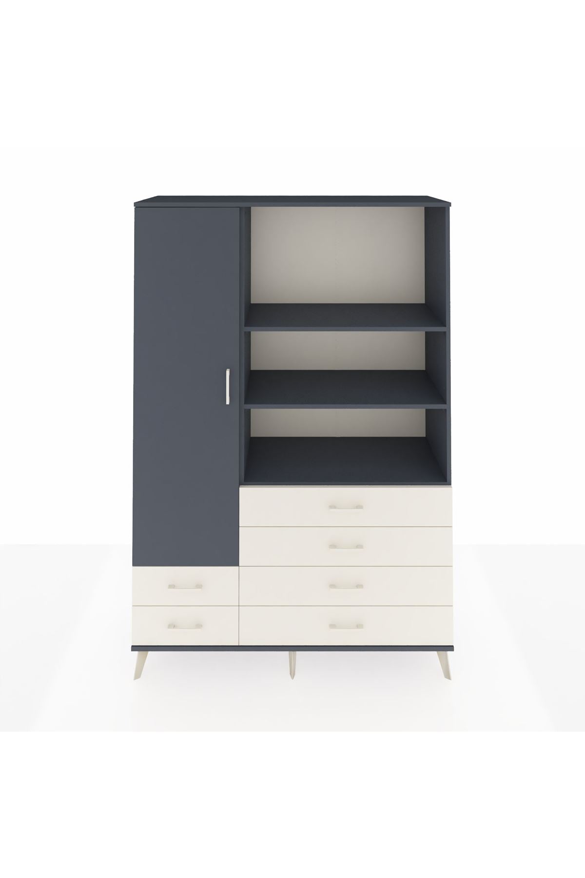 Hyperion Dolap 7 Raflı 6 Çekmeceli Tek Kapaklı  132x44x195 Antrasit-Antrasit/Aytaşı