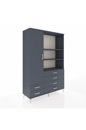 Hyperion Dolap 7 Raflı 6 Çekmeceli Tek Kapaklı  132x44x195 Antrasit-Antrasit/Antrasit