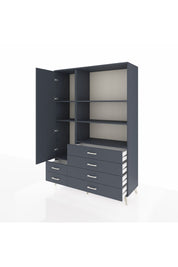 Hyperion Dolap 7 Raflı 6 Çekmeceli Tek Kapaklı  132x44x195 Antrasit-Antrasit/Antrasit