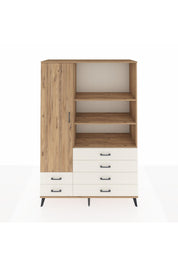 Hyperion Dolap 7 Raflı 6 Çekmeceli Tek Kapaklı  132x44x195 Çam-Çam/Aytaşı