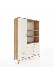 Hyperion Dolap 7 Raflı 6 Çekmeceli Tek Kapaklı  132x44x195 Çam-Aytaşı/Aytaşı
