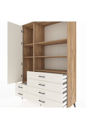 Hyperion Dolap 7 Raflı 6 Çekmeceli Tek Kapaklı  132x44x195 Çam-Aytaşı/Aytaşı