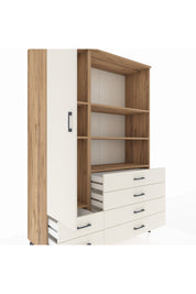 Hyperion Dolap 7 Raflı 6 Çekmeceli Tek Kapaklı  132x44x195 Çam-Aytaşı/Aytaşı