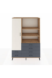 Hyperion Dolap 7 Raflı 6 Çekmeceli Tek Kapaklı  132x44x195 Çam-Aytaşı/Antrasit