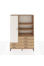 Hyperion Dolap 7 Raflı 6 Çekmeceli Tek Kapaklı  132x44x195 Çam-Aytaşı/Çam