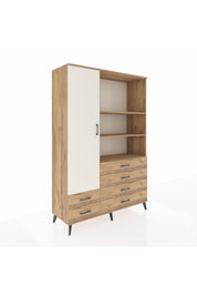 Hyperion Dolap 7 Raflı 6 Çekmeceli Tek Kapaklı  132x44x195 Çam-Aytaşı/Çam