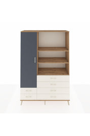 Hyperion Dolap 7 Raflı 6 Çekmeceli Tek Kapaklı  132x44x195 Çam-Antrasit/Aytaşı