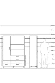Hyperion Dolap 7 Raflı 6 Çekmeceli Tek Kapaklı  132x44x195 Çam-Aytaşı/Çam