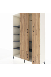 Hyperion Dolap 6 Raflı 4 Kapaklı Tek Askılı 132x44x195 Aytaşı-Çam/Antrasit