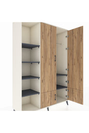 Hyperion Dolap 6 Raflı 4 Kapaklı Tek Askılı 132x44x195 Aytaşı-Çam/Antrasit