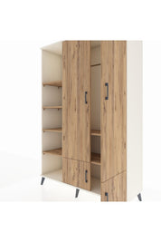 Hyperion Dolap 6 Raflı 4 Kapaklı Tek Askılı 132x44x195 Aytaşı-Çam/Çam