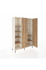 Hyperion Dolap 6 Raflı 4 Kapaklı Tek Askılı 132x44x195 Aytaşı-Çam/Çam