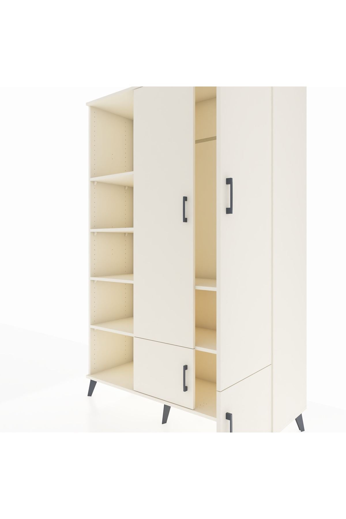 Hyperion Dolap 6 Raflı 4 Kapaklı Tek Askılı 132x44x195 Aytaşı-Aytaşı/Aytaşı