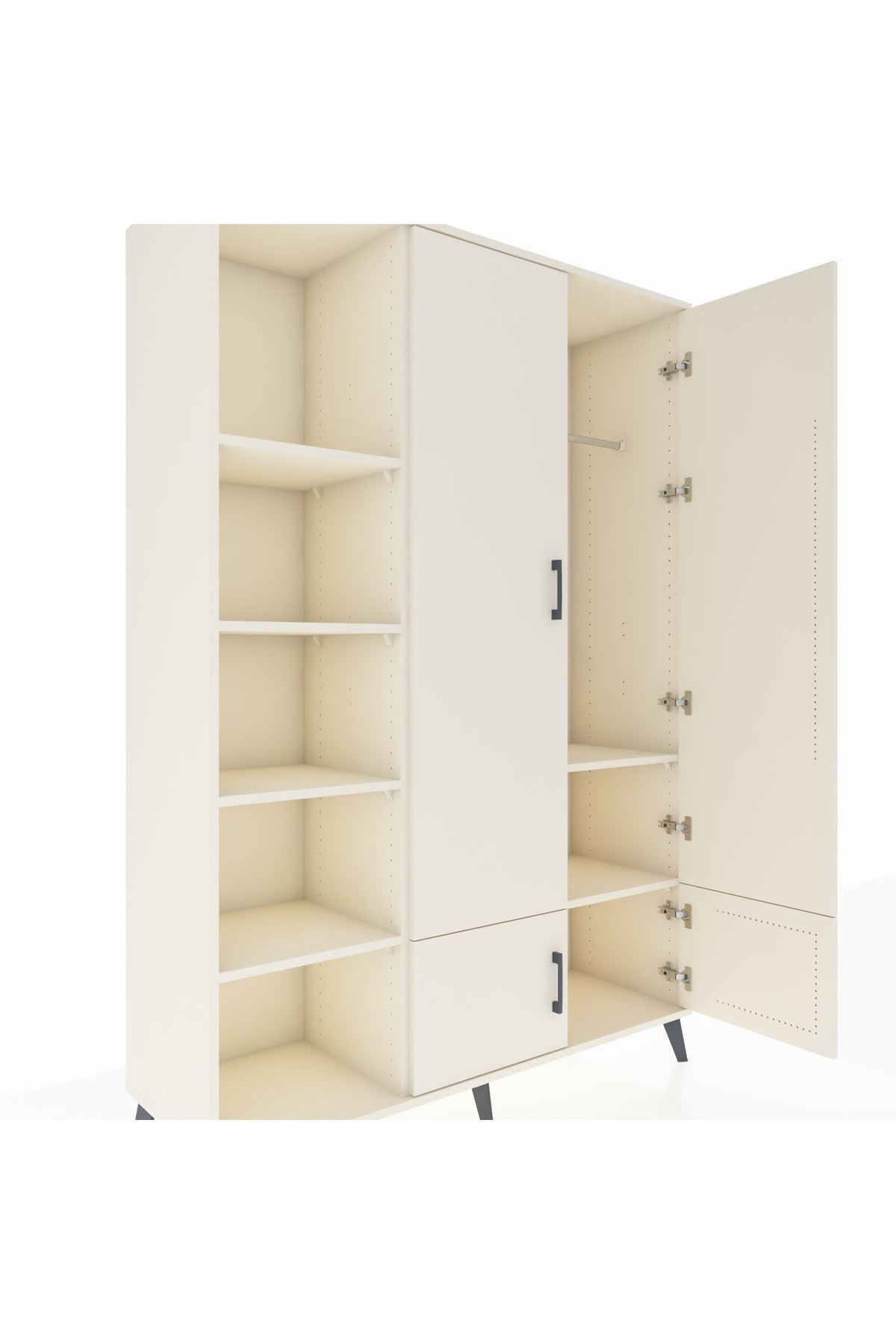 Hyperion Dolap 6 Raflı 4 Kapaklı Tek Askılı 132x44x195 Aytaşı-Aytaşı/Aytaşı