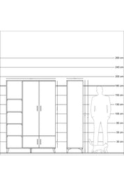 Hyperion Dolap 6 Raflı 4 Kapaklı Tek Askılı 132x44x195 Aytaşı-Aytaşı/Antrasit