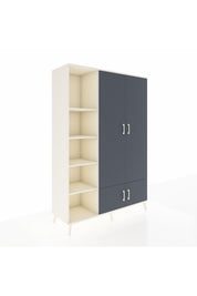 Hyperion Dolap 6 Raflı 4 Kapaklı Tek Askılı 132x44x195 Aytaşı-Antrasit/Aytaşı