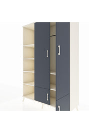 Hyperion Dolap 6 Raflı 4 Kapaklı Tek Askılı 132x44x195 Aytaşı-Antrasit/Aytaşı