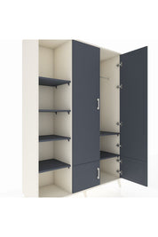 Hyperion Dolap 6 Raflı 4 Kapaklı Tek Askılı 132x44x195 Aytaşı-Antrasit/Antrasit