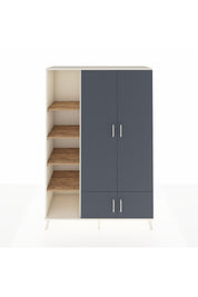 Hyperion Dolap 6 Raflı 4 Kapaklı Tek Askılı 132x44x195 Aytaşı-Antrasit/Çam