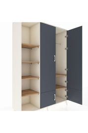 Hyperion Dolap 6 Raflı 4 Kapaklı Tek Askılı 132x44x195 Aytaşı-Antrasit/Çam