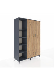 Hyperion Dolap 6 Raflı 4 Kapaklı Tek Askılı 132x44x195 Antrasit-Çam/Antrasit