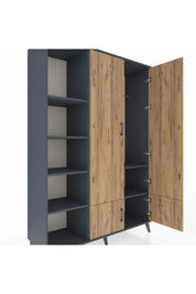 Hyperion Dolap 6 Raflı 4 Kapaklı Tek Askılı 132x44x195 Antrasit-Çam/Antrasit