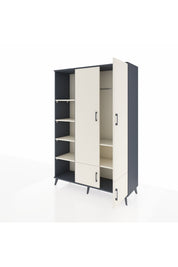 Hyperion Dolap 6 Raflı 4 Kapaklı Tek Askılı 132x44x195 Antrasit-Aytaşı/Aytaşı